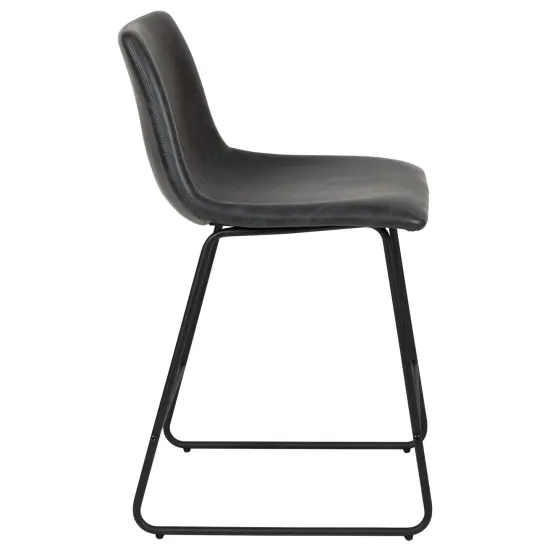 Merrick Lane 24 inch Faux Counter Height Bucket Seat Stools, Set of 2 Light Brown {10}