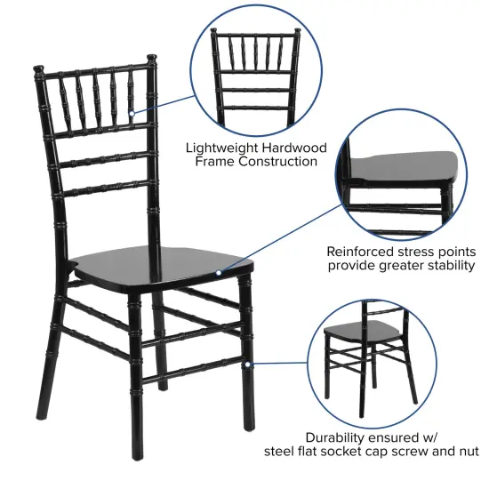 Emma and Oliver Wedding & Event Wood Chiavari Dining Chair Fruitwood {7}
