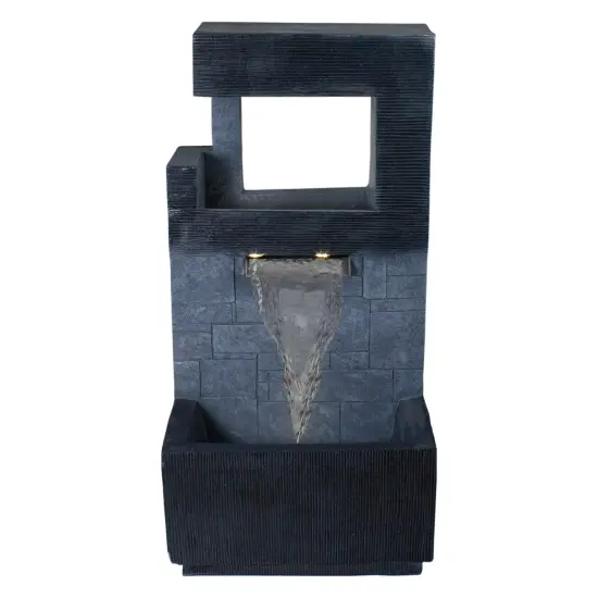 Northlight 35.5" Black and Gold Modern Outdoor Garden Water Fountain {1}