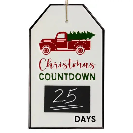 Northlight 13" Gift Tag Shaped Christmas Countdown Chalkboard Wall Decor White {1}