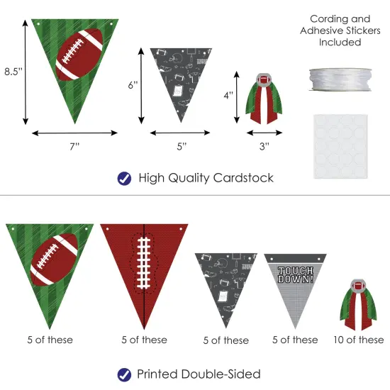 Big Dot of Happiness End Zone - Football - DIY Baby Shower or Birthday Party Pennant Garland Decoration - Triangle Banner - 30 Pieces {4}