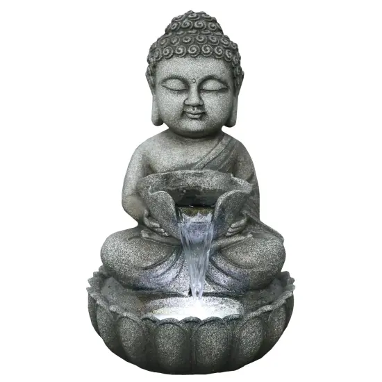 Northlight 21.5" Buddha in Sukhasana Pose Outdoor Garden Water Fountain Gray {1}