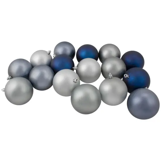 Northlight Shatterproof 2-Finish Christmas Ball Ornaments - 3.25" (80mm) - Blue and Silver - 32ct {3}