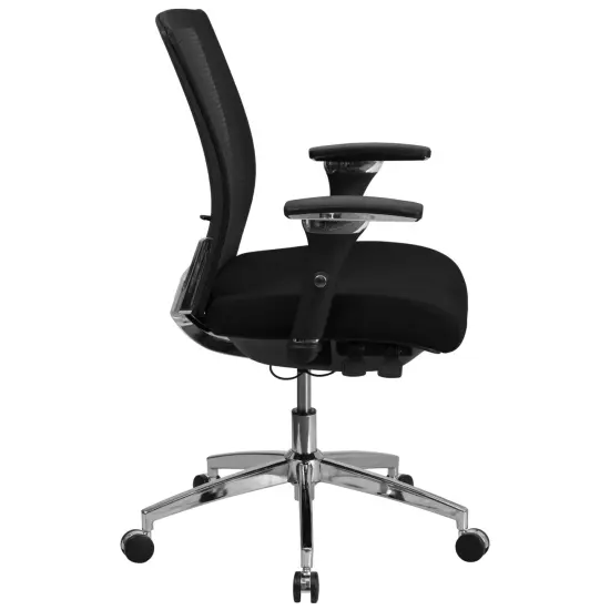 Emma and Oliver 24/7 300 lb. Rated Seat Slider Ergonomic Office Chair with Adjustable Lumbar Black LeatherSoft {9}