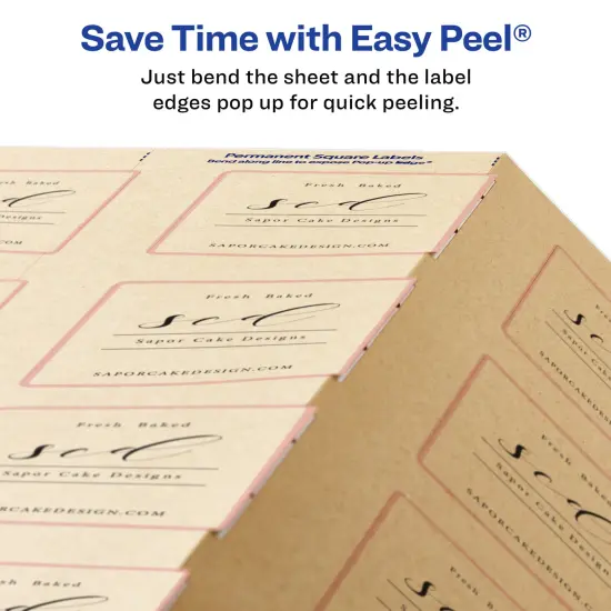 Avery Kraft Brown Square Labels with Sure Feed Technology, 2" x 2", Print to the Edge, Laser/Inkjet Printable Labels, 300 Total (22846) {6}