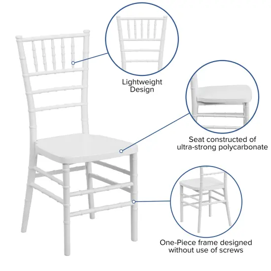 Emma and Oliver Wedding & Event Resin Stacking Chiavari Dining Chair White {2}