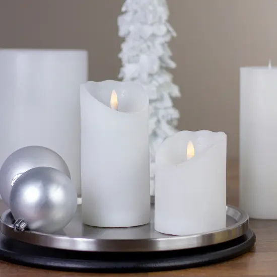 Northlight 4" LED White Flameless Battery Operated Wax Candle {3}