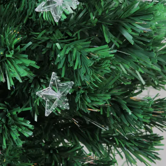 Northlight Pre-Lit Medium Potted Fiber Optic Artificial Christmas Tree with Stars - 4' Green {4}