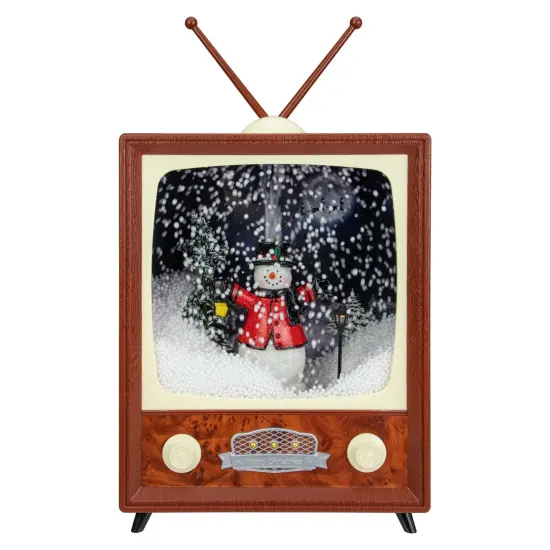 Northlight LED Lighted Musical Snowing Snowman TV Set Christmas Decoration - 12" Brown {3}