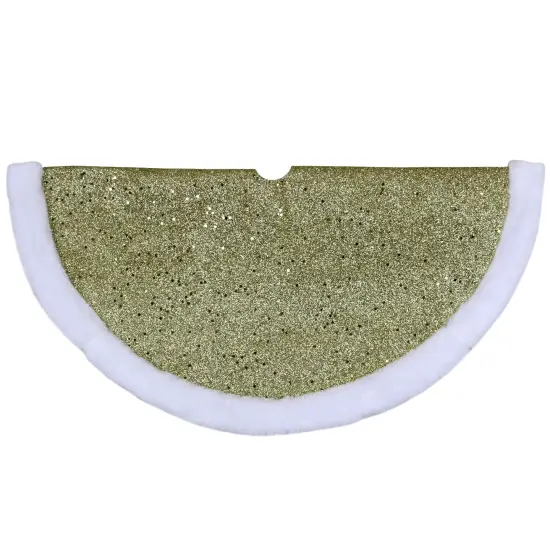 Northlight 20" Gold Glittered Mini Christmas Tree Skirt with Faux Fur Trim {1}