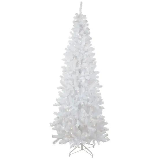 Northlight Pre-Lit Pencil White Georgian Pine Artificial Christmas Tree - 6.5' - Warm White LED Lights {1}