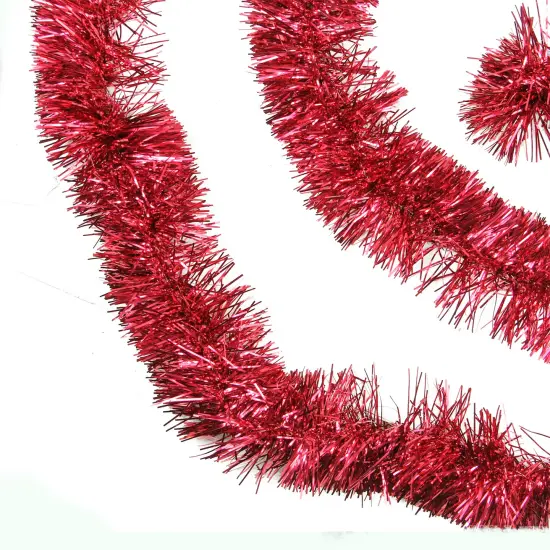 Northlight Commercial Christmas Foil Tinsel Garland - 50' x 4" - Red - Unlit {1}