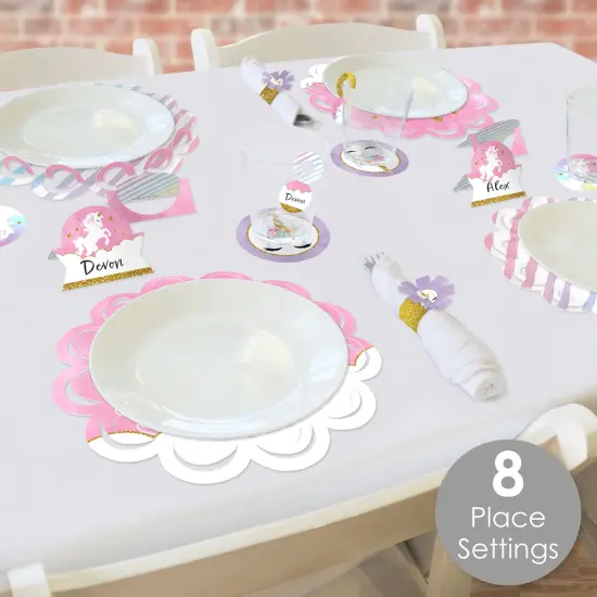 Big Dot of Happiness Rainbow Unicorn - Magical Unicorn Baby Shower or Birthday Party Paper Charger & Table Decorations Chargerific Kit for 8 {3}
