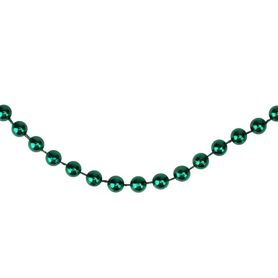 Northlight Shiny Metallic Faceted Beaded Christmas Garland - 15' x .25" - Green {1}