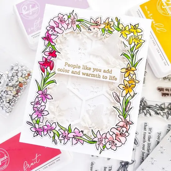 Pinkfresh Studio Stencils 4.25"X5.25" 5/Pkg-Lily Frame Layering {3}