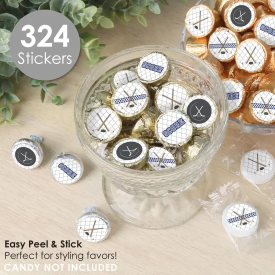 Big Dot of Happiness Shoots & Scores! - Hockey - Baby Shower or Birthday Party Small Round Candy Stickers - Party Favor Labels - 324 Count {3}