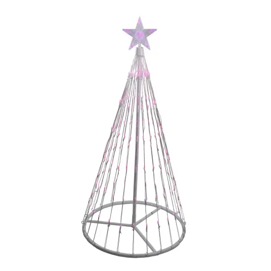 Northlight LED Lighted Show Cone Christmas Tree Outdoor Decoration - 4' - Pink White {3}