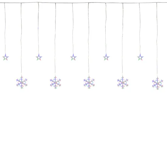 Northlight LED Star and Snowflake Curtain Christmas Lights - Multicolor - 4.75' Clear Wire - 250ct {1}