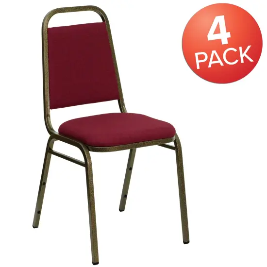 Emma and Oliver 4 Pack Trapezoidal Back Stacking Banquet Chair BrownVyl/CopperVein {12}