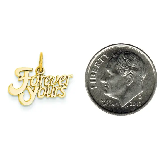 14K Yellow Gold Forever Yours Charm Love Pendant Jewerly 16mm x 18mm {2}