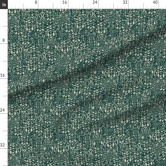 Various Fabrics by the Yard or Fat Quarter Boho Shapes Dark Green Ditsy Hand Painted Custom Printed Fabric by Spoonflower {1}