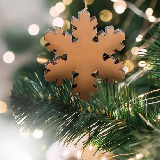 Allstate 10" Country Rustic Silver Glittered Snowflake Christmas Ornament Brown {3}