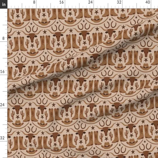 Various Fabrics by the Yard or Fat Quarter Western Cowboy Cowgirl Longhorn Southwest Earth Tone Cattle Horseshoe Desert Rustic Custom Printed Fabric by Spoonflower {1}