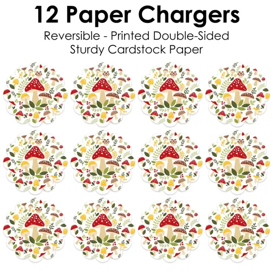 Big Dot of Happiness Wild Mushrooms - Red Toadstool Party Round Table Decorations - Paper Chargers - Place Setting For 12 {7}