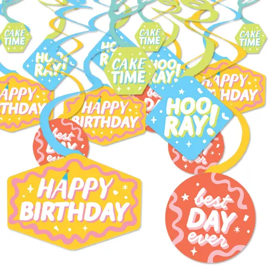 Big Dot of Happiness Party Time - Happy Birthday Party Hanging Decor - Party Decoration Swirls - Set of 40 {1}