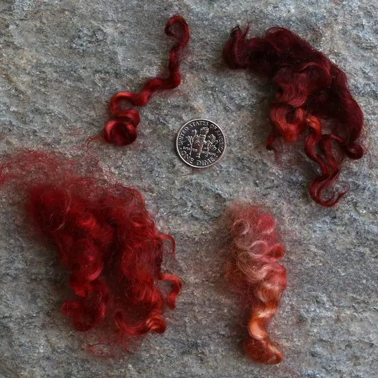 HENNA MOHAIR LOCKS. Organic Hand-Dyed Curly Wool for Rooting Doll Hair, Felting, Blending, Spinning. 1oz {3}