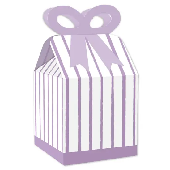 Big Dot of Happiness Purple Stripes - Square Favor Gift Boxes - Simple Party Bow Boxes - Set of 12 {1}