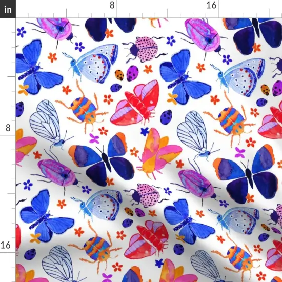 Various Fabrics by the Yard or Fat Quarter Modern Butterfly Butterflies Whimsical Insects Bugs Purple Blue Pink Watercolor Modern Custom Printed Fabric by Spoonflower {2}