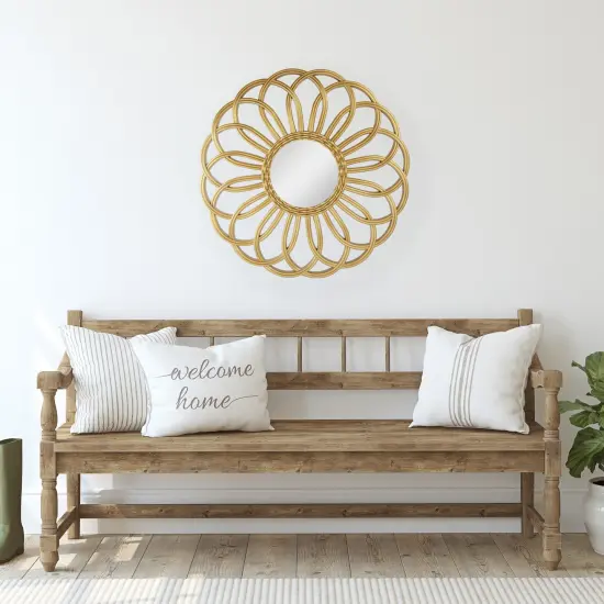 Northlight 30" Round Sunflower Wall Mirror Gold {3}