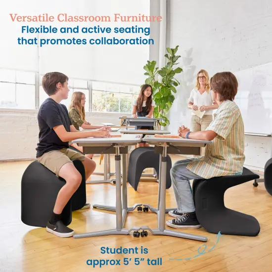 Wave Seat, 18in - 19.6in Seat Height, Perch Stool Black {3}