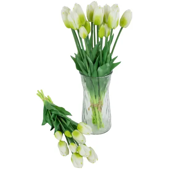 Northlight Real Touch™ White and Green Artificial Tulip Floral Bundles, Set of 6 - 18" {7}