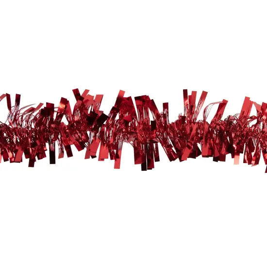 Northlight Boa Wide Cut Tinsel Commercial Christmas Garland - 50' x 3" - Red - Unlit {4}