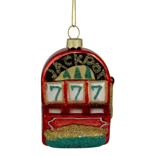 Northlight 3.25" Lucky 7's Jackpot Slots Glass Christmas Ornament Red {1}