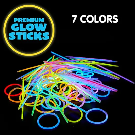 JOYIN 200 Pcs Glow Sticks Bulk 8" Glowsticks, Glow Stick Bracelets Necklaces, Glow in the Dark Neon Party Supplies, Easter, Christmas, Halloween Party Supplies Pack, Football Party Supplies {3}