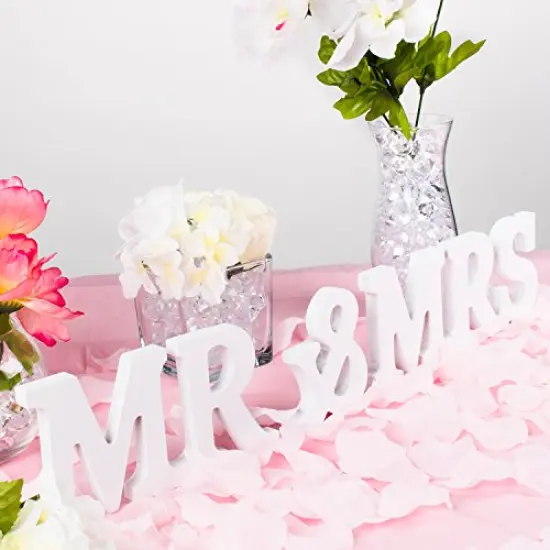 White Wooden Mr and Mrs Signs Wedding Present for Party Table Top Dinner Decoration, Display Stand Figures, Home Wall {4}