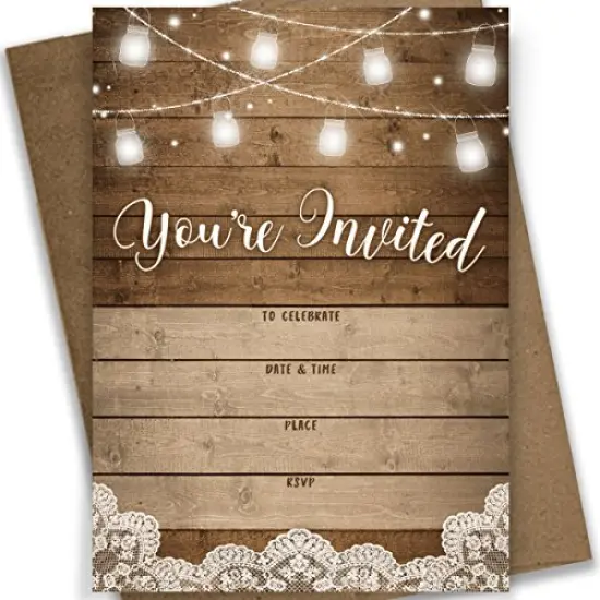 Fill-in Invitations and Envelopes, Rustic, Set of 25 {3}