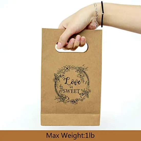 Brown Craft Paper Bag with handled Craft Treat Bags 8.5 * 5.5 * 2.5 Inch for Wedding Party Business (50pcs {6}