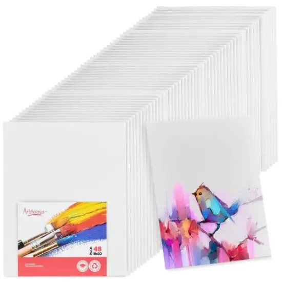 12 Pack Canvas for Painting , 8 x 10 Inch Blank White Canvas Boards - 100% Cotton Art Panels for Oil, Acrylic & Watercolor Paint {1}