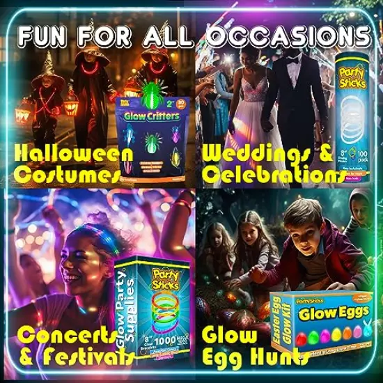 205 Piece Bulk Party Supplies Glow in The Dark Glow Sticks with Eye Glasses, Bracelets, and Connectors {3}