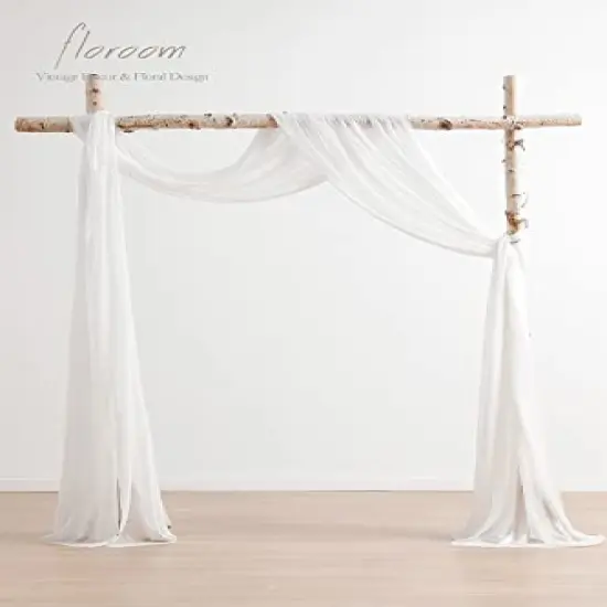 Wedding Arch Draping Fabric 2 Panels 20Ft White Chiffon Fabric Drapes Arbor Drapery Wedding Ceremony Reception Swag Decorations {1}