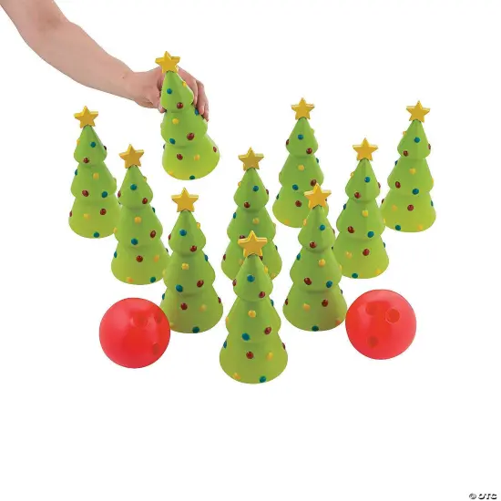 Holiday Christmas Bowling Set (comes with 10 pins and 2 balls) Christmas Party Games {2}