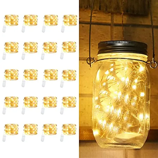 20 Pack Fairy Lights Battery Operated,3.3ft 20 LED Silver Wire Warm White Firefly Waterproof Mini Led String Lights for Party Crafts Wedding Decor {2}