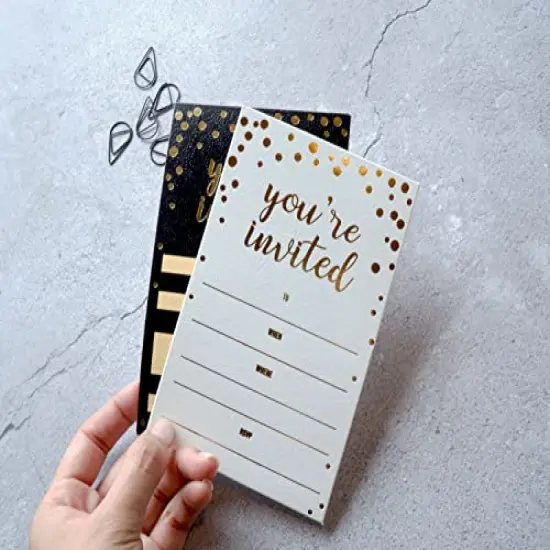 50 Pack Invitation Card - Elegant Greeting Cards &lsquo;&rsquo;You Are Invited&rsquo;&rsquo; In Gold Foil Letters &ndash; For Wedding, Bridal Shower, Baby Shower, Birthday Invitations - 52 Kraft Envelopes Included - 4" x 6" {2}