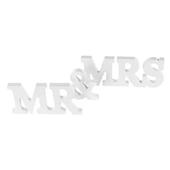 White Wooden Mr and Mrs Signs Wedding Present for Party Table Top Dinner Decoration, Display Stand Figures, Home Wall {5}