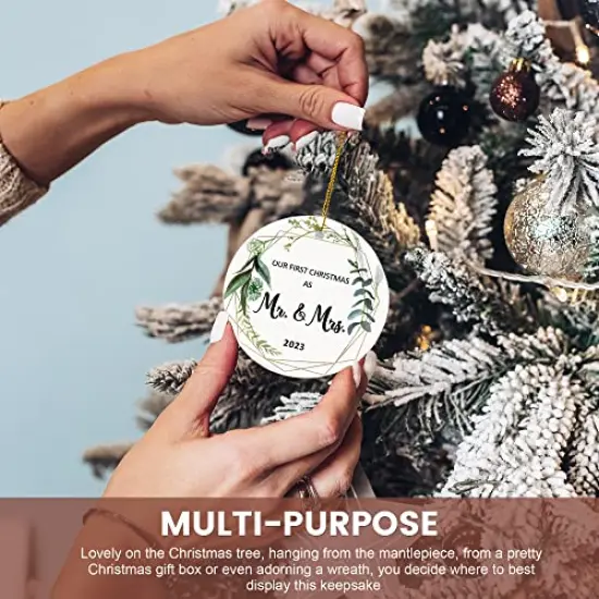 First Christmas Married Ornament 2023, Wedding Gifts for Couple, Our First Christmas as Mr Mrs Gifts, Bridal Shower Gift, Just Married Ornaments, 1st Year Wedding Ornament for Newlywed {5}