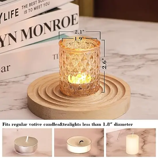12 Pcs Gold Votive Candle Holders- Tea light Candle Holder for Table Centerpiece, Glass Candle Holder for Wedding Table Decor, Home Decor and Party Decor {5}